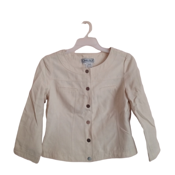CARLISLE CREAM LONG SLEEVE SNAP UP JACKET - Picture 1 of 9
